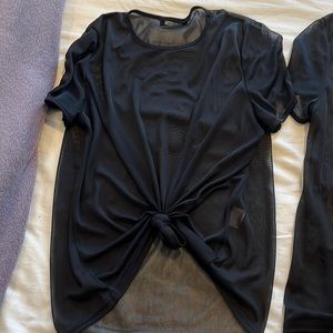 MISSGUIDED Sheer Black Top - size 10